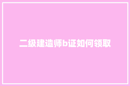 二级建造师b证如何领取