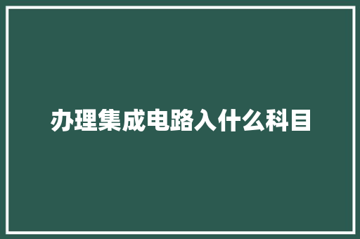 办理集成电路入什么科目
