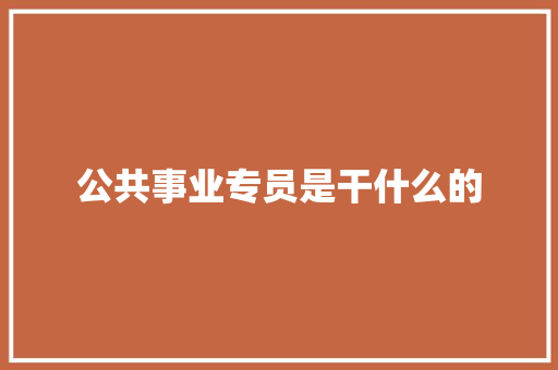 公共事业专员是干什么的