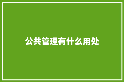 公共管理有什么用处