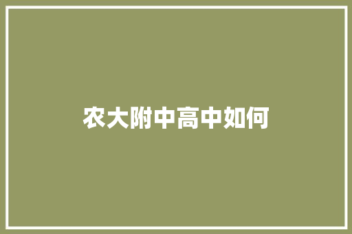 农大附中高中如何