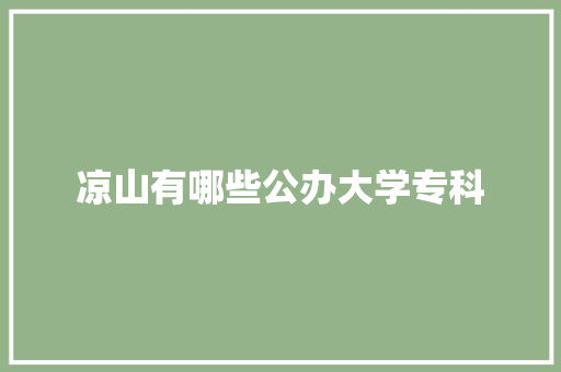 凉山有哪些公办大学专科