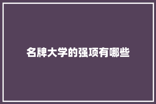 名牌大学的强项有哪些