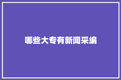 哪些大专有新闻采编