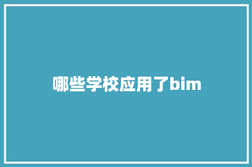 哪些学校应用了bim