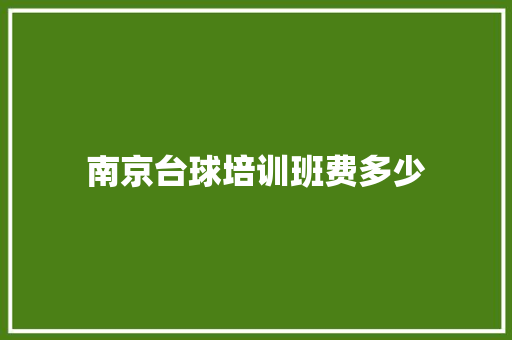 南京台球培训班费多少
