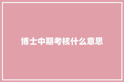 博士中期考核什么意思