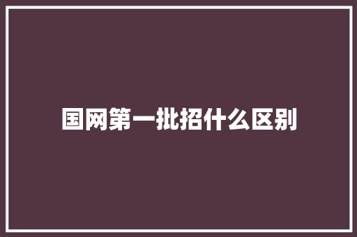 国网第一批招什么区别