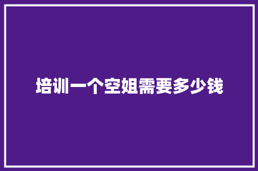 培训一个空姐需要多少钱