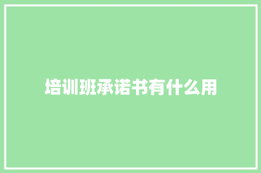 培训班承诺书有什么用