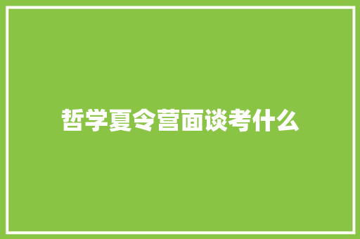 哲学夏令营面谈考什么
