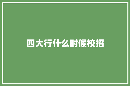 四大行什么时候校招