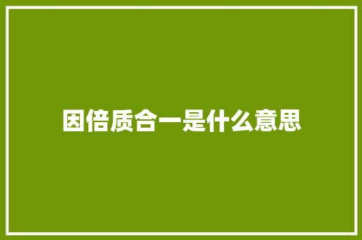 因倍质合一是什么意思