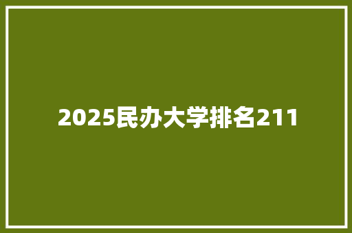 2025民办大学排名211