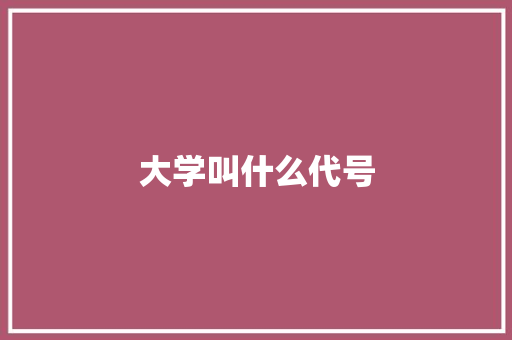 大学叫什么代号