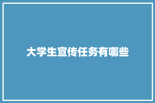 大学生宣传任务有哪些