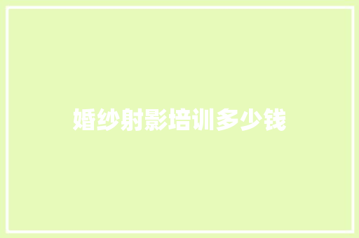 婚纱射影培训多少钱