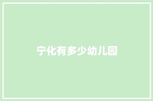 宁化有多少幼儿园