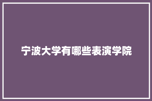 宁波大学有哪些表演学院