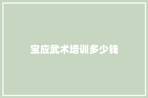 宝应武术培训多少钱