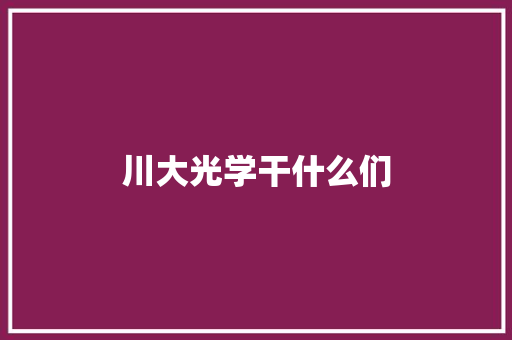 川大光学干什么们