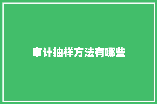 审计抽样方法有哪些