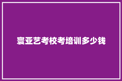 寰亚艺考校考培训多少钱