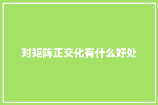 对矩阵正交化有什么好处