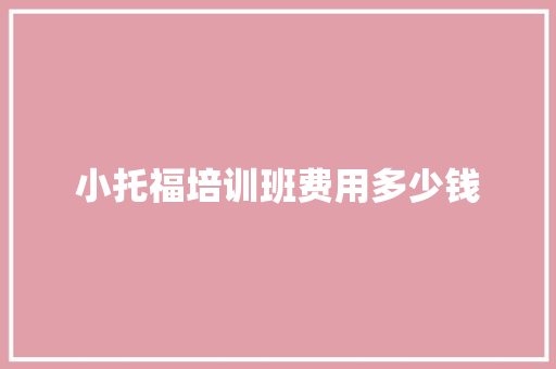 小托福培训班费用多少钱
