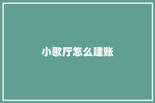 小歌厅怎么建账