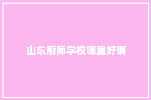 山东厨师学校哪里好啊