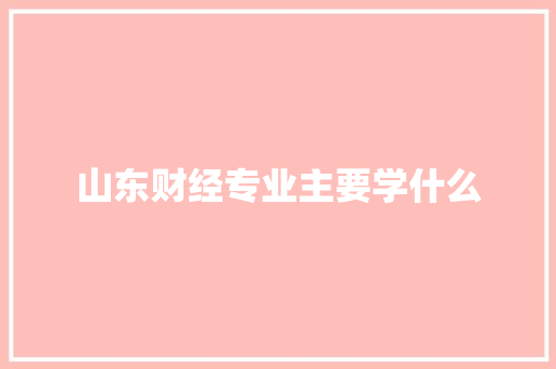山东财经专业主要学什么
