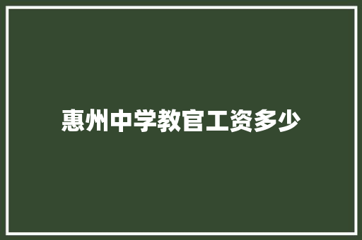 惠州中学教官工资多少