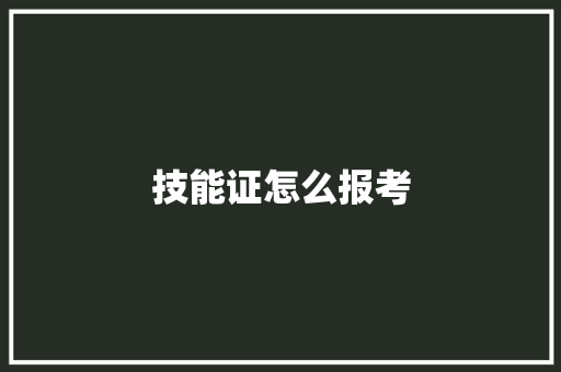 技能证怎么报考