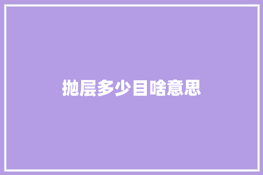 抛层多少目啥意思