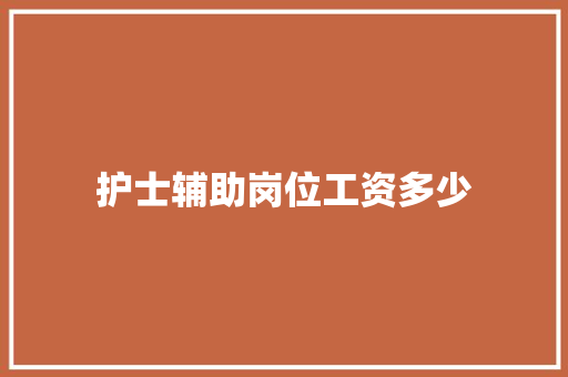 护士辅助岗位工资多少
