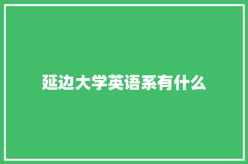 延边大学英语系有什么