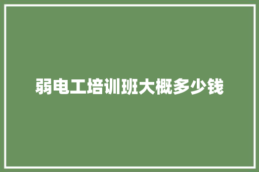 弱电工培训班大概多少钱