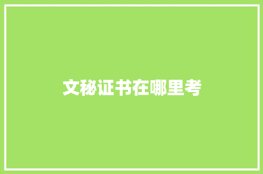 文秘证书在哪里考