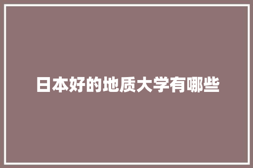 日本好的地质大学有哪些