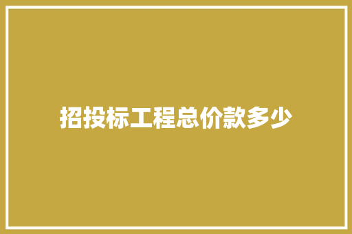 招投标工程总价款多少