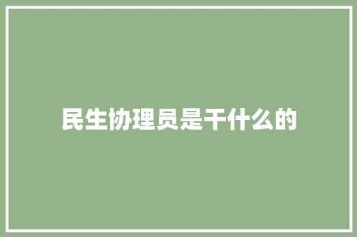 民生协理员是干什么的