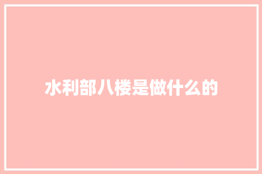 水利部八楼是做什么的