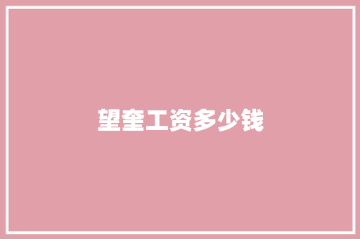 望奎工资多少钱