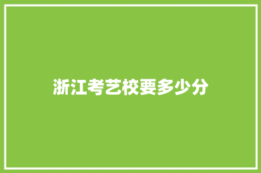 浙江考艺校要多少分