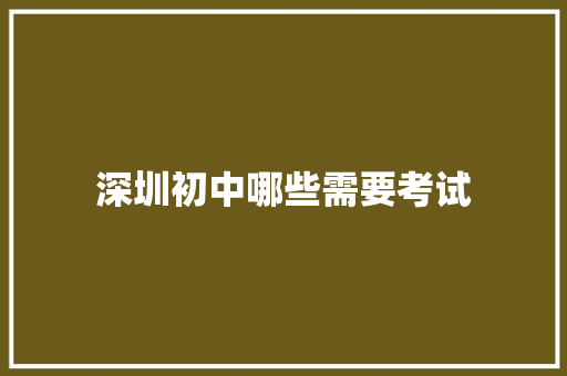 深圳初中哪些需要考试