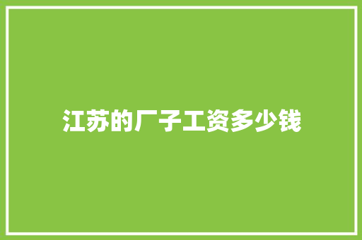 江苏的厂子工资多少钱