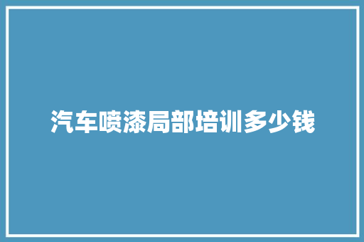 汽车喷漆局部培训多少钱