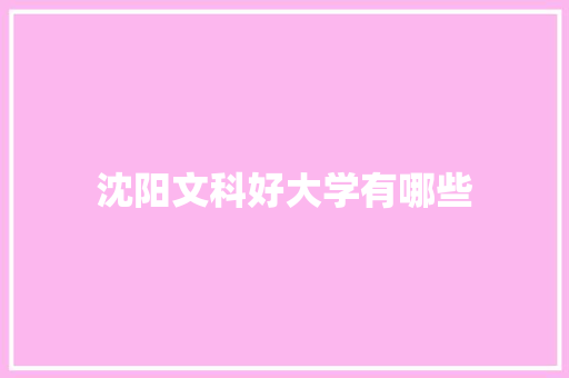 沈阳文科好大学有哪些