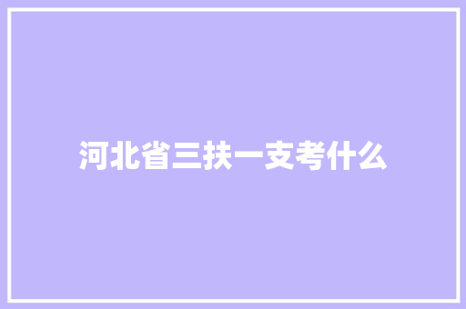 河北省三扶一支考什么
